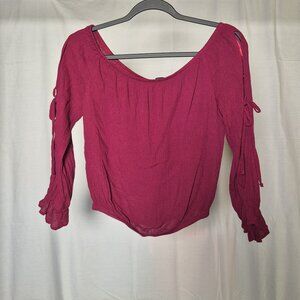 Women's Ambience Peasant Top in Burgundy Size Small